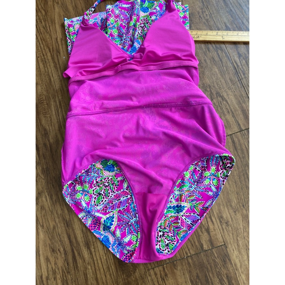 Stella‎ Parker Swimdress Womens Large Pink Floral Tropical Crossback One Piece - Picture 10 of 10